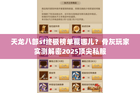 天龙八部sf终极榜单藏哪儿？骨灰玩家实测解密2025顶尖私服
