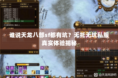谁说天龙八部sf都有坑？无托无坑私服真实体验揭秘