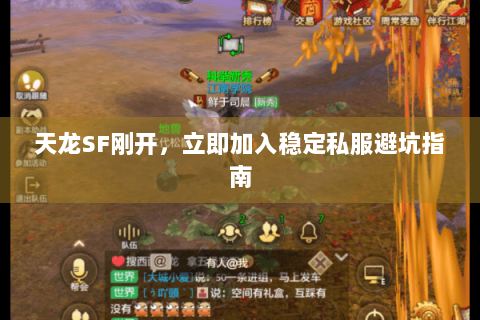 天龙SF刚开，立即加入稳定私服避坑指南