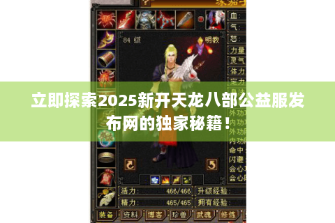 立即探索2025新开天龙八部公益服发布网的独家秘籍！