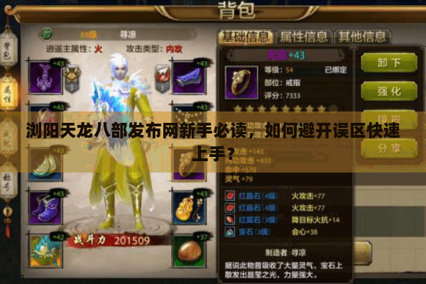 浏阳天龙八部发布网新手必读，如何避开误区快速上手？