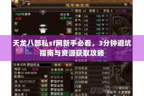 天龙八部私sf网新手必看，3分钟避坑指南与资源获取攻略