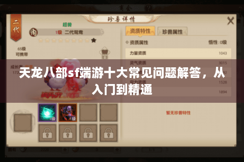 天龙八部sf端游十大常见问题解答，从入门到精通