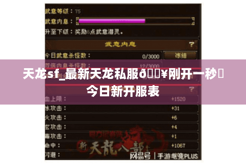 天龙sf_最新天龙私服🔥刚开一秒⚡今日新开服表
