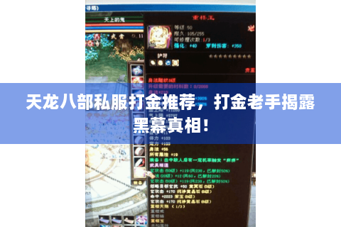 天龙八部私服打金推荐，打金老手揭露黑幕真相！