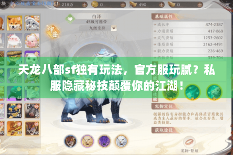 天龙八部sf独有玩法，官方服玩腻？私服隐藏秘技颠覆你的江湖！