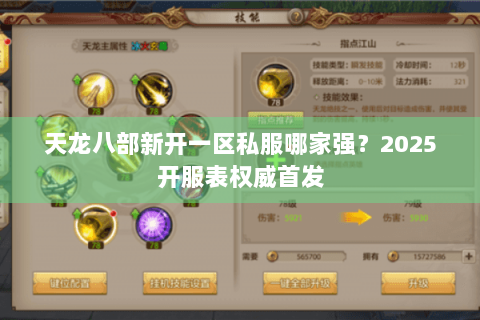 天龙八部新开一区私服哪家强？2025开服表权威首发