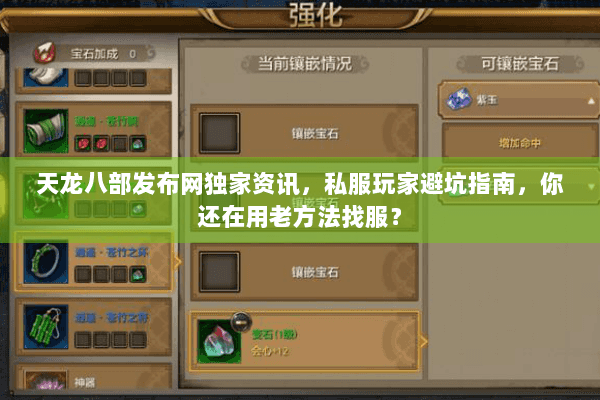 天龙八部发布网独家资讯，私服玩家避坑指南，你还在用老方法找服？