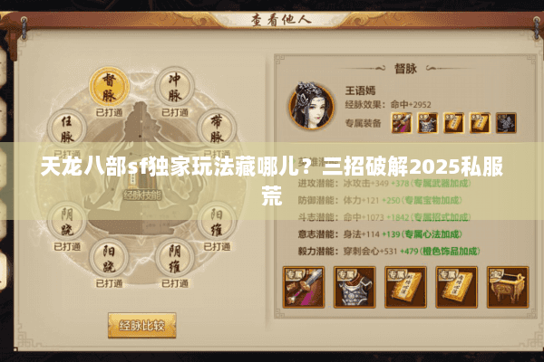 天龙八部sf独家玩法藏哪儿？三招破解2025私服荒