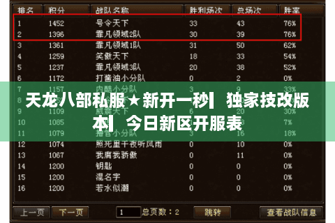 天龙八部私服★新开一秒▎独家技改版本▎今日新区开服表