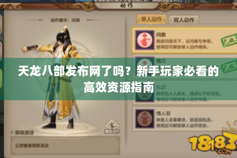 天龙八部发布网了吗？新手玩家必看的高效资源指南
