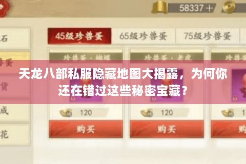 天龙八部私服隐藏地图大揭露，为何你还在错过这些秘密宝藏？