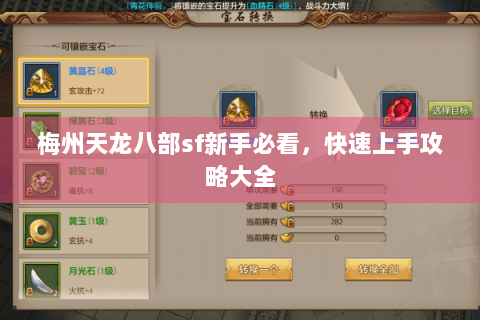 梅州天龙八部sf新手必看，快速上手攻略大全