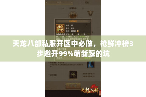 天龙八部私服开区中必做，抢鲜冲榜3步避开99%萌新踩的坑