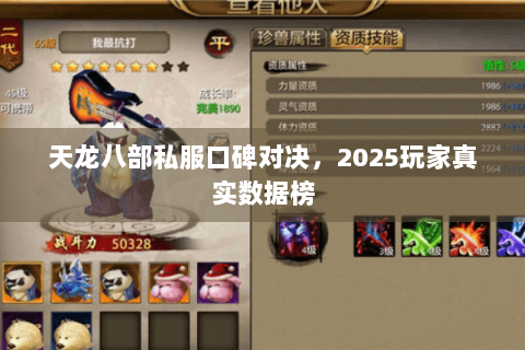 天龙八部私服口碑对决，2025玩家真实数据榜