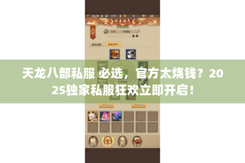 天龙八部私服 必选，官方太烧钱？2025独家私服狂欢立即开启！