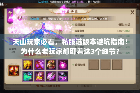 天山玩家必看，私服选版本避坑指南！为什么老玩家都盯着这3个细节？
