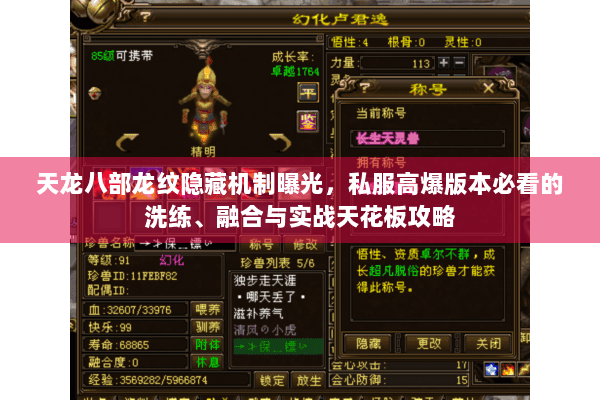 天龙八部龙纹隐藏机制曝光，私服高爆版本必看的洗练、融合与实战天花板攻略