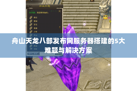 舟山天龙八部发布网服务器搭建的5大难题与解决方案