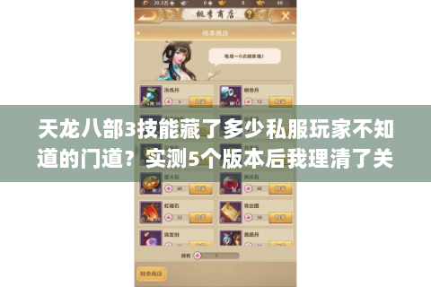 天龙八部3技能藏了多少私服玩家不知道的门道？实测5个版本后我理清了关键