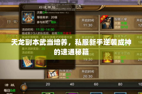 天龙副本武当培养，私服新手逆袭成神的速通秘籍