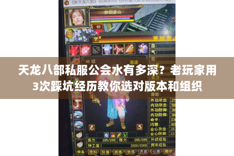 天龙八部私服公会水有多深？老玩家用3次踩坑经历教你选对版本和组织