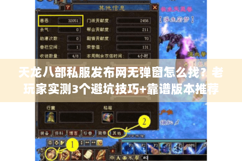 天龙八部私服发布网无弹窗怎么找？老玩家实测3个避坑技巧+靠谱版本推荐