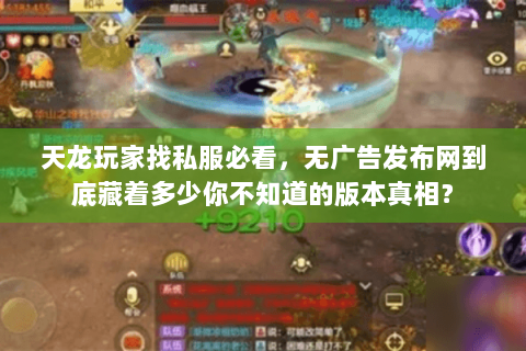 天龙玩家找私服必看，无广告发布网到底藏着多少你不知道的版本真相？