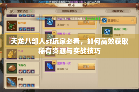天龙八部人sf玩家必看，如何高效获取稀有资源与实战技巧