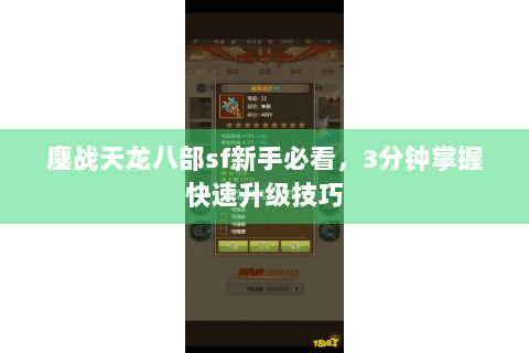 鏖战天龙八部sf新手必看，3分钟掌握快速升级技巧