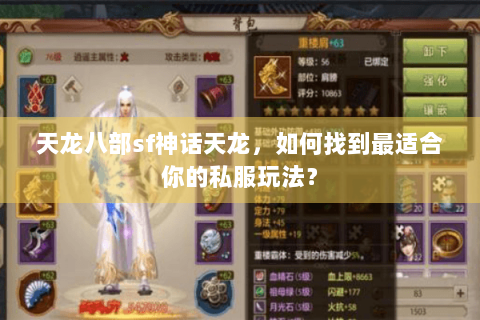 天龙八部sf神话天龙，如何找到最适合你的私服玩法？