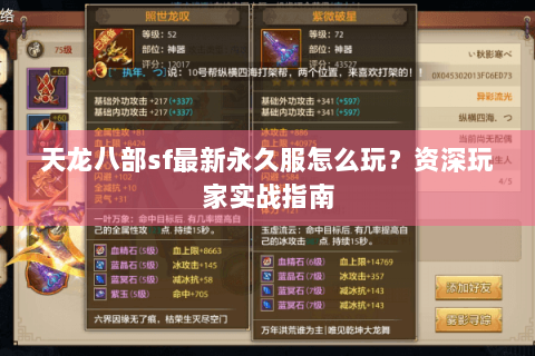 天龙八部sf最新永久服怎么玩？资深玩家实战指南