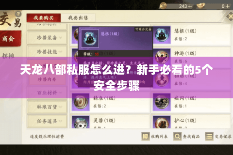 天龙八部私服怎么进？新手必看的5个安全步骤