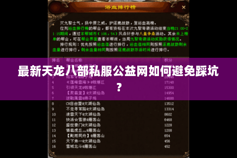 最新天龙八部私服公益网如何避免踩坑？