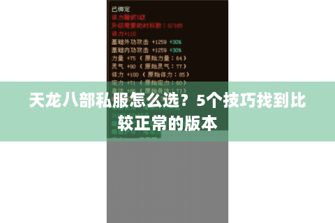 天龙八部私服怎么选？5个技巧找到比较正常的版本