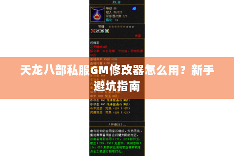 天龙八部私服GM修改器怎么用？新手避坑指南