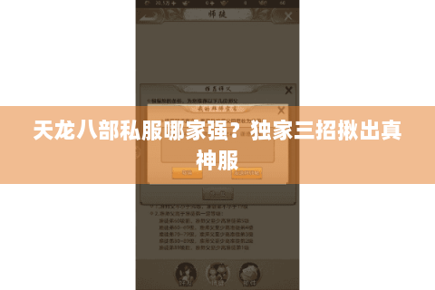 天龙八部私服哪家强？独家三招揪出真神服