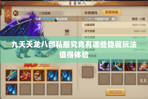 九天天龙八部私服究竟有哪些隐藏玩法值得体验