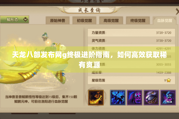 天龙八部发布网g终极进阶指南，如何高效获取稀有资源