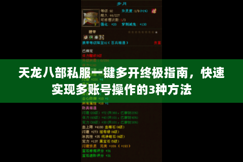 天龙八部私服一键多开终极指南，快速实现多账号操作的3种方法