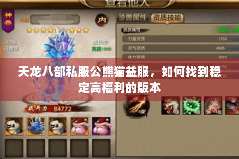 天龙八部私服公熊猫益服，如何找到稳定高福利的版本