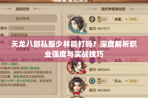天龙八部私服少林能打吗？深度解析职业强度与实战技巧