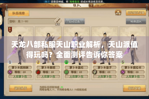 天龙八部私服天山职业解析，天山派值得玩吗？全面测评告诉你答案