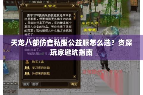 天龙八部仿官私服公益服怎么选？资深玩家避坑指南