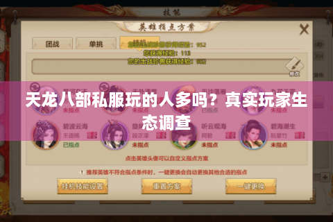 天龙八部私服玩的人多吗？真实玩家生态调查