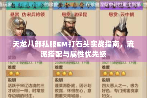 天龙八部私服EM打石头实战指南，流派搭配与属性优先级