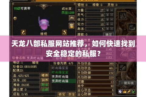 天龙八部私服网站推荐，如何快速找到安全稳定的私服？