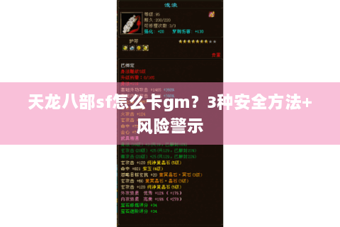 天龙八部sf怎么卡gm？3种安全方法+风险警示