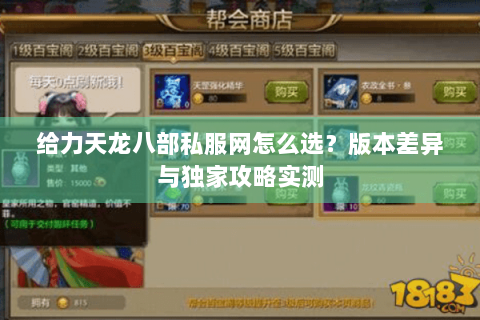 给力天龙八部私服网怎么选？版本差异与独家攻略实测