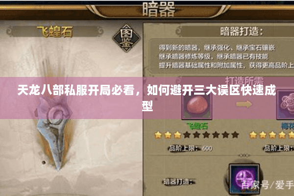 天龙八部私服开局必看，如何避开三大误区快速成型